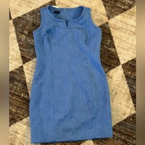 Talbots Petite Blue Dress Textured Sheath Dress 4P Sleeveless Lined